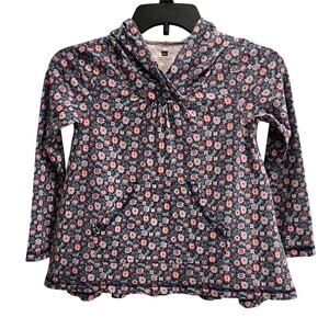 Tea Collection Size Medium 6 / 7 Purple Floral Hooded Tunic Top